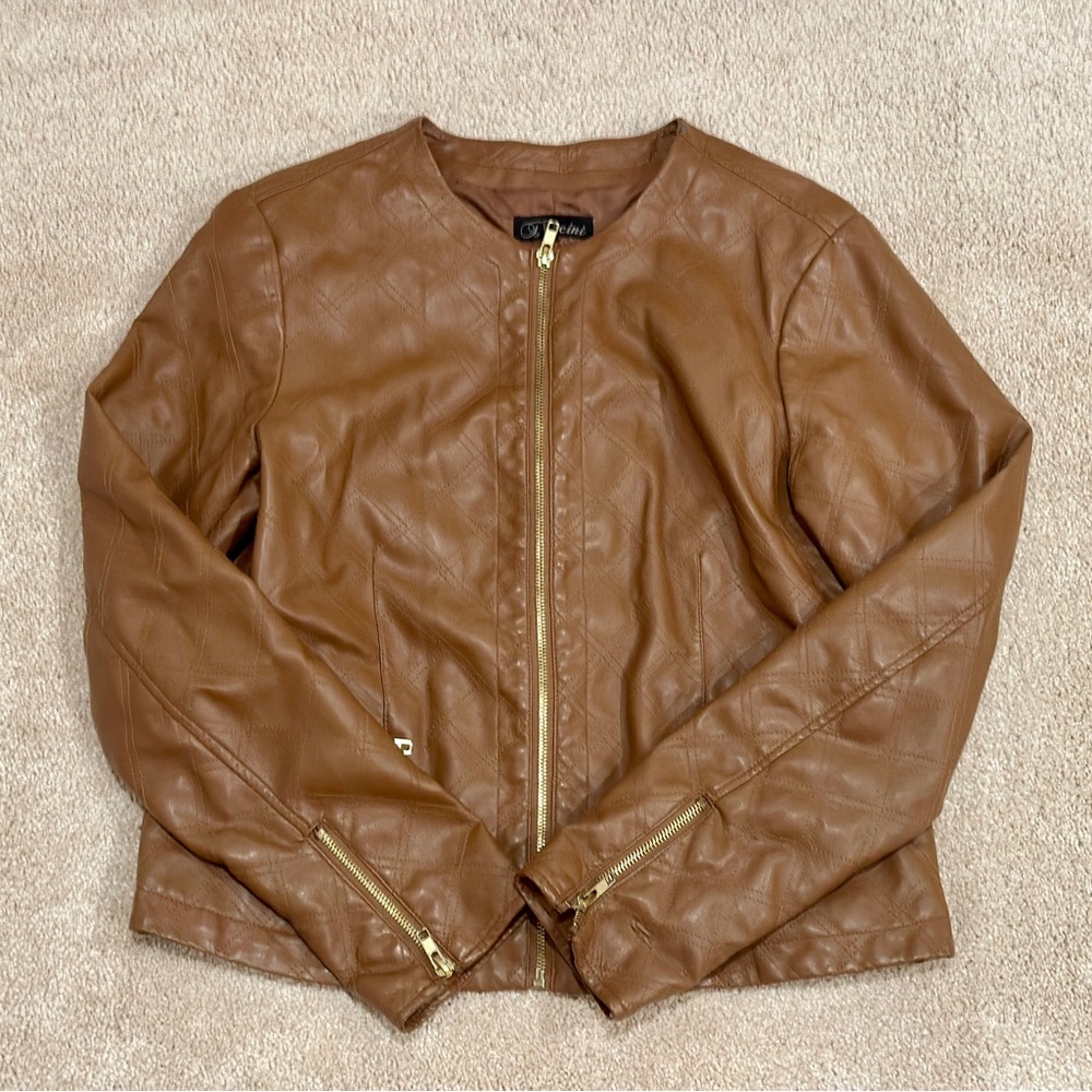 Faux leather jacket (tan) - M
